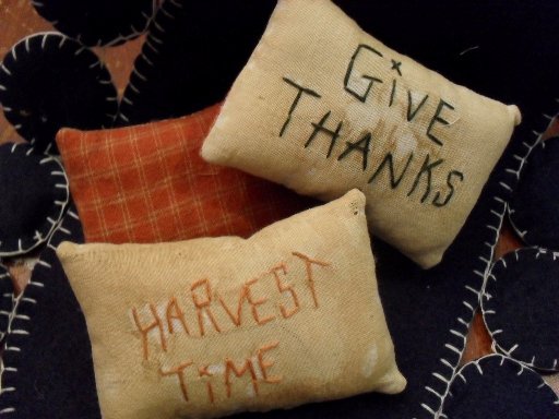 Handmade 4 inch pillows. Different fall sayings
