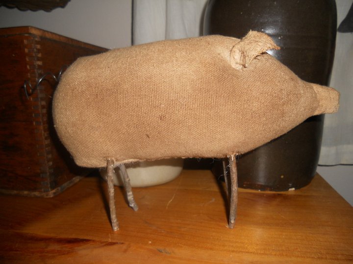 Handmade Large Pig with stick legs