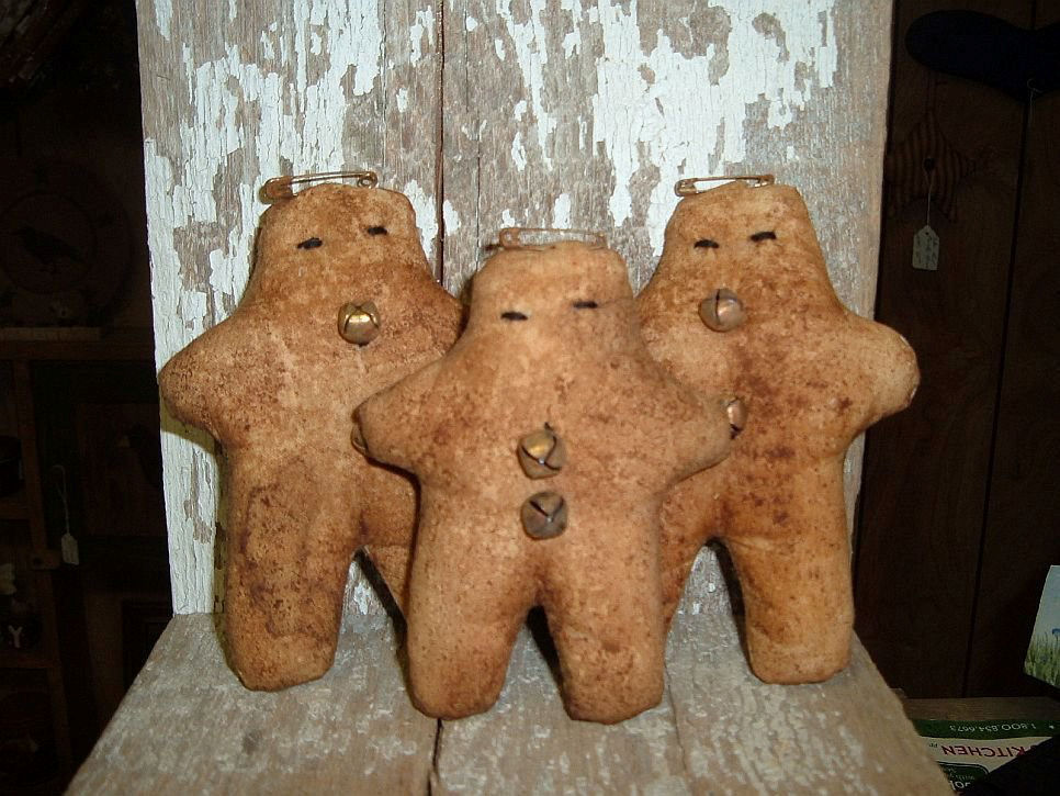 Chubby Gingerbread Men Set of 3 - Handmade