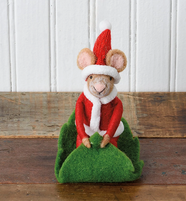 Santa Mouse Sledding Critter