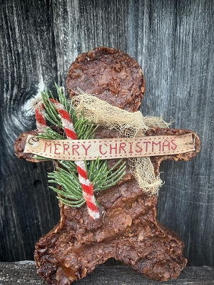 Handmade Large Wax Gingerbread Man Merry Chritmas 6.25