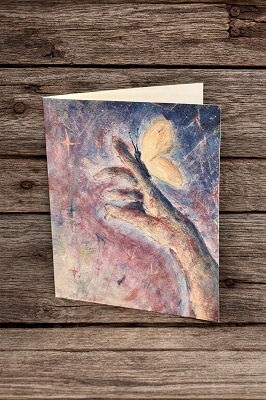 BUTTERFLY INSPIRATIONAL HANDMADE CARD & ENVELOPE BLANK INSIDE ARTWORK BY MADDY