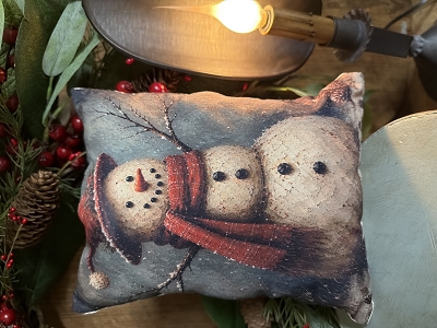 Winter Snowman Handmade Pillow 9.5