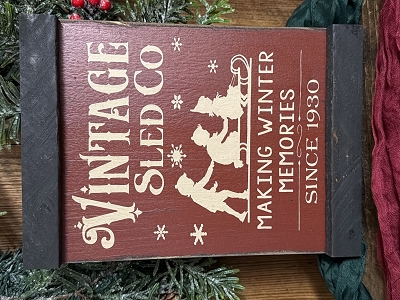 Vintage Sled Co. Handmade Wood Sign 10.5