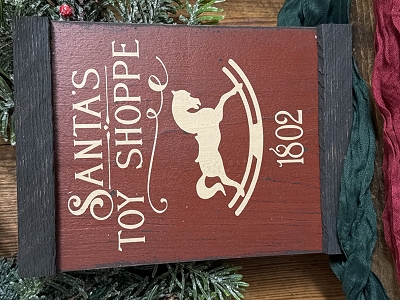 Santas Toy Shoppe Handmade Wood Sign 10.5