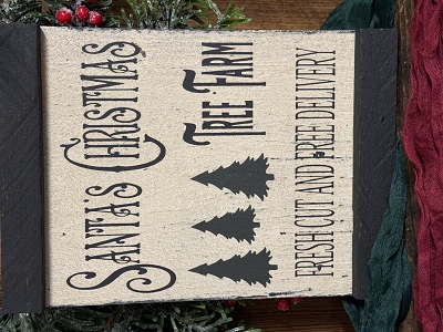 Santas Christmas Tree Farm Handmade Wood Sign 10.5
