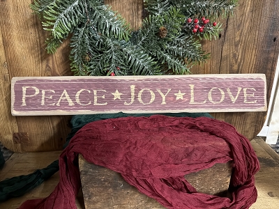 Peace Love Joy Handmade Wood Sign 25