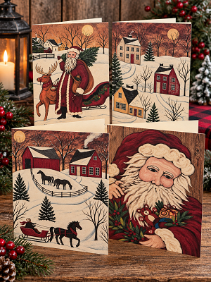 Handmade Set of 8 Christmas Holiday Cards & Envelopes Choose Your Assortment