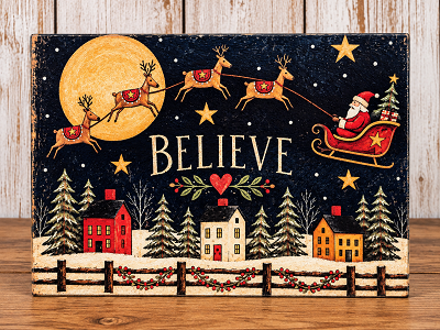 Folk Art Believe Santa Handmade 8