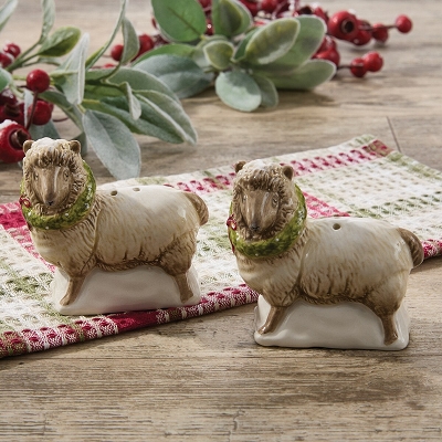 Christmas Barn Salt And Pepper Set Sheep