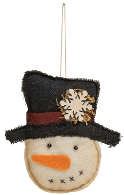 Felt Snowman w/Snowflake Top Hat Ornament