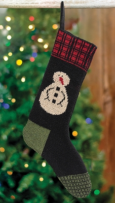 Knit Red Top Snowman Stocking