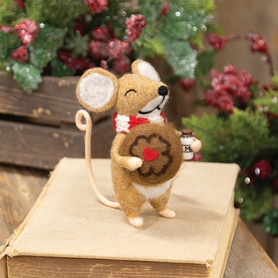 Cookies and Milk Mouse Felted Ornament