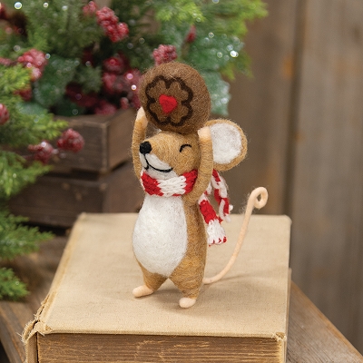 Christmas Cookie Mouse Felted Ornament