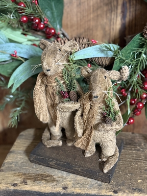 HANDMADE SET OF MICE ON BASE 9