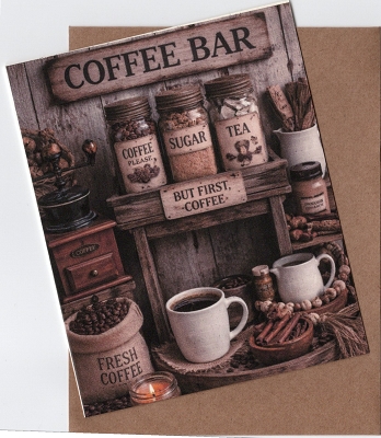Primitive Coffee Bar Greeting Card (4.25
