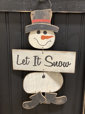 Handmade Let It Snow Snowman Wood Hanger 15