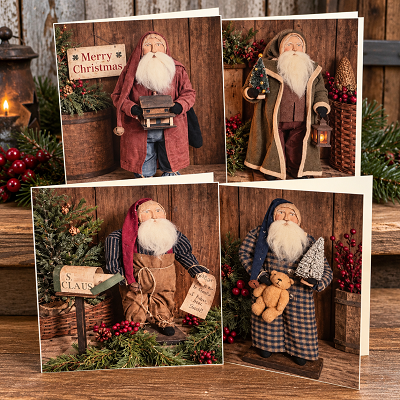 Arnett Santa 2026 Handmade Set of 8 Greeting Christmas Cards & Envelopes Blank Inside